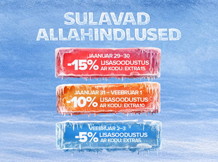 L&otilde;pum&uuml;&uuml;gi viimased p&auml;evad! Saa lisasoodustust koodidega EXTRA15, EXTRA10 ja EXTRA5. Kiirusta ja kasuta pakkumist kohe!